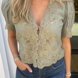 Eura Lace Top - Olive