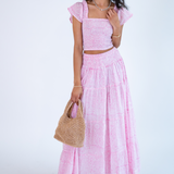 Lucy Smocked Maxi Skirt - Flower Explosion Pink