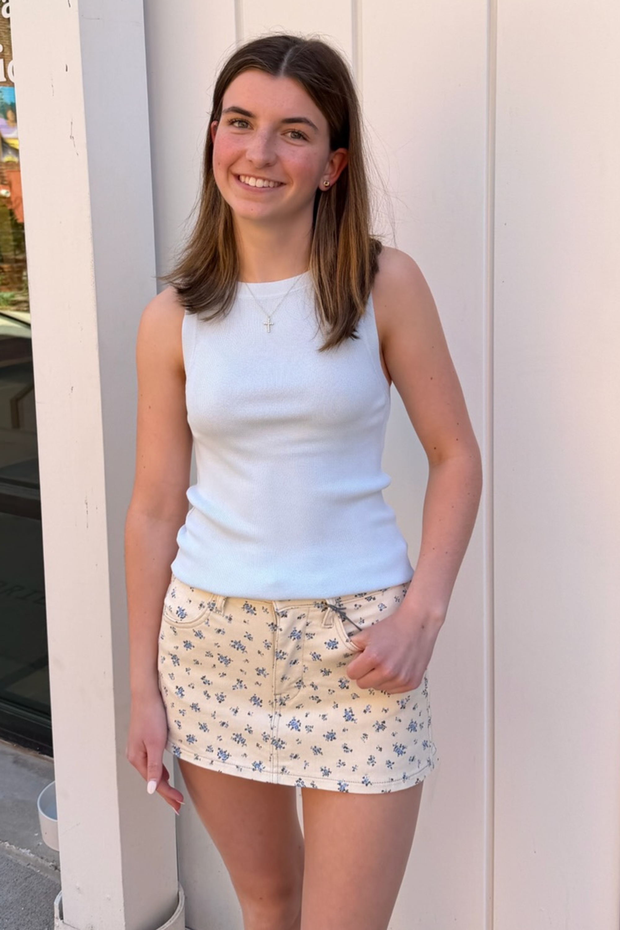Evelyn Denim Skort - Flower