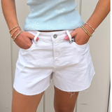 Ava 4" Inseam HR A-Line Short - White