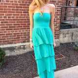 Strapless Gauze Tier Maxi Dress - Bermuda