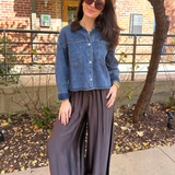 Usha Silky Wide Leg Pants Chocolate - Brown