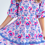 Rita Collared Mini Dress -Pink/Purple Floral