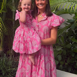 WeeLil Joy Bow Dress - Shells Bubblegum Hot Pink