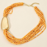Chunky Multi Strand Beaded Necklace - Yellow/Gold