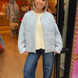 Kara Quilted Zip Jacket - Baby Blue