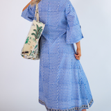 Katharine Bell Sleeve Maxi Dress - Fishnet Cornflower