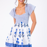 Abby Sweetheart Mini Dress - Poppy Cornflower