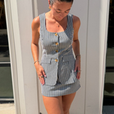 Go Team Romper - Navy/White