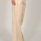 Kenna Studded Wide Leg Jean - Ecru