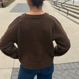 Reba Boucle Varsity Sweater - Brown