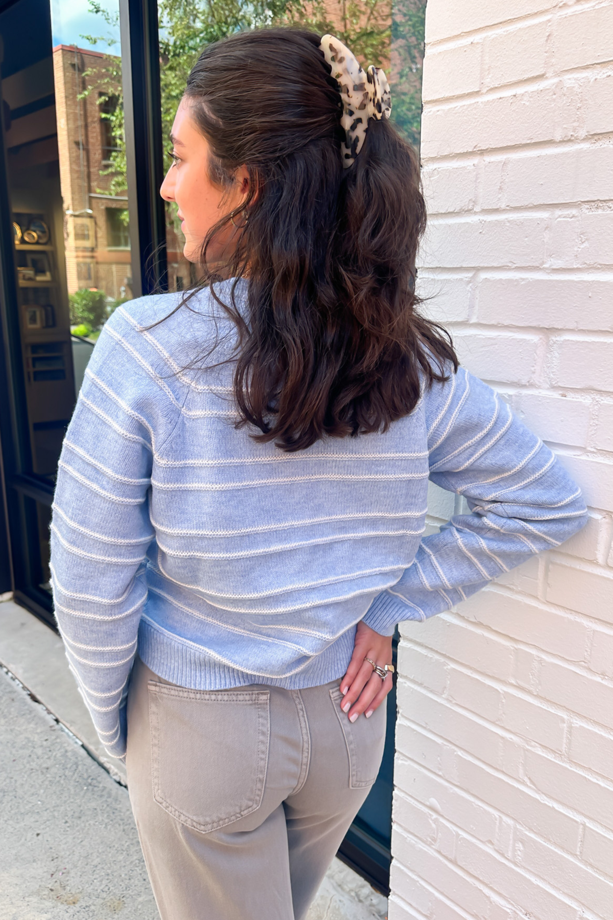 Posey Striped Cardigan - Blue