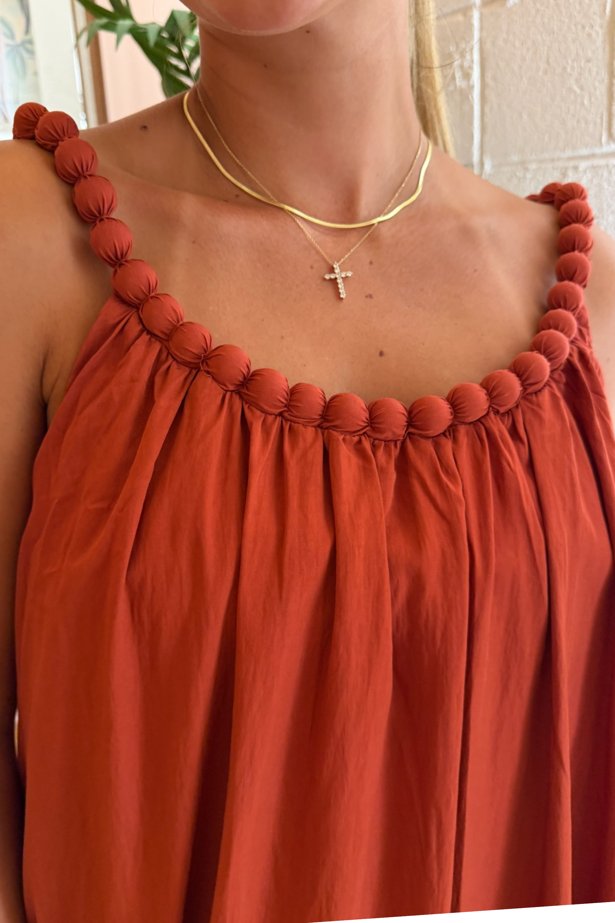 Serena Flowy Maxi Dress - Rust