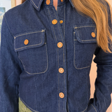 Tia Tapered Button-Up Denim Shirt - Rinse