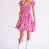 Lil Fall Smocked Mini Dress - Wavy Magenta