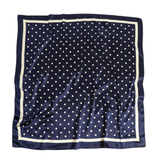 Large Polka Dot Print Bandana Scarf - Navy