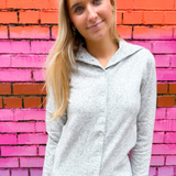 Jeni Roll Neck Cardigan - Heather Grey