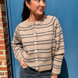 Posey Striped Cardigan - Camel