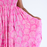 Erin Tie Back Maxi Dress - Shells Bubblegum Hot Pink