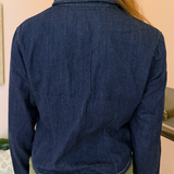 Tia Tapered Button-Up Denim Shirt - Rinse