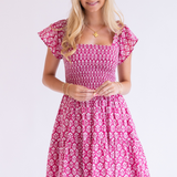 Lil Fall Smocked Mini Dress - Wavy Magenta