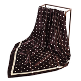 Large Polka Dot Print Bandana Scarf - Brown