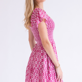 Lil Fall Smocked Mini Dress - Wavy Magenta