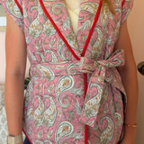 Meredith Quilted Wrap Vest - Blush Pink/Paisley