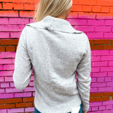 Jeni Roll Neck Cardigan - Heather Grey