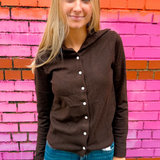 Jeni Roll Neck Cardigan - Brown