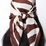 Large Vintage Zebra Print Bandana Scarf - Brown