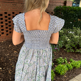 Abby Sweetheart Blockprint Mini Dress - Cornflower Mix