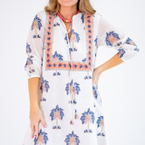 Sammy Caftan Mini Dress - Mini Palm Coral