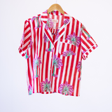 Madeline Jammy Short Set - Stripe Palm Red