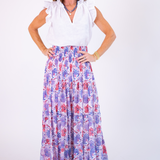 Britt Smocked Maxi Skirt - Hibiscus White