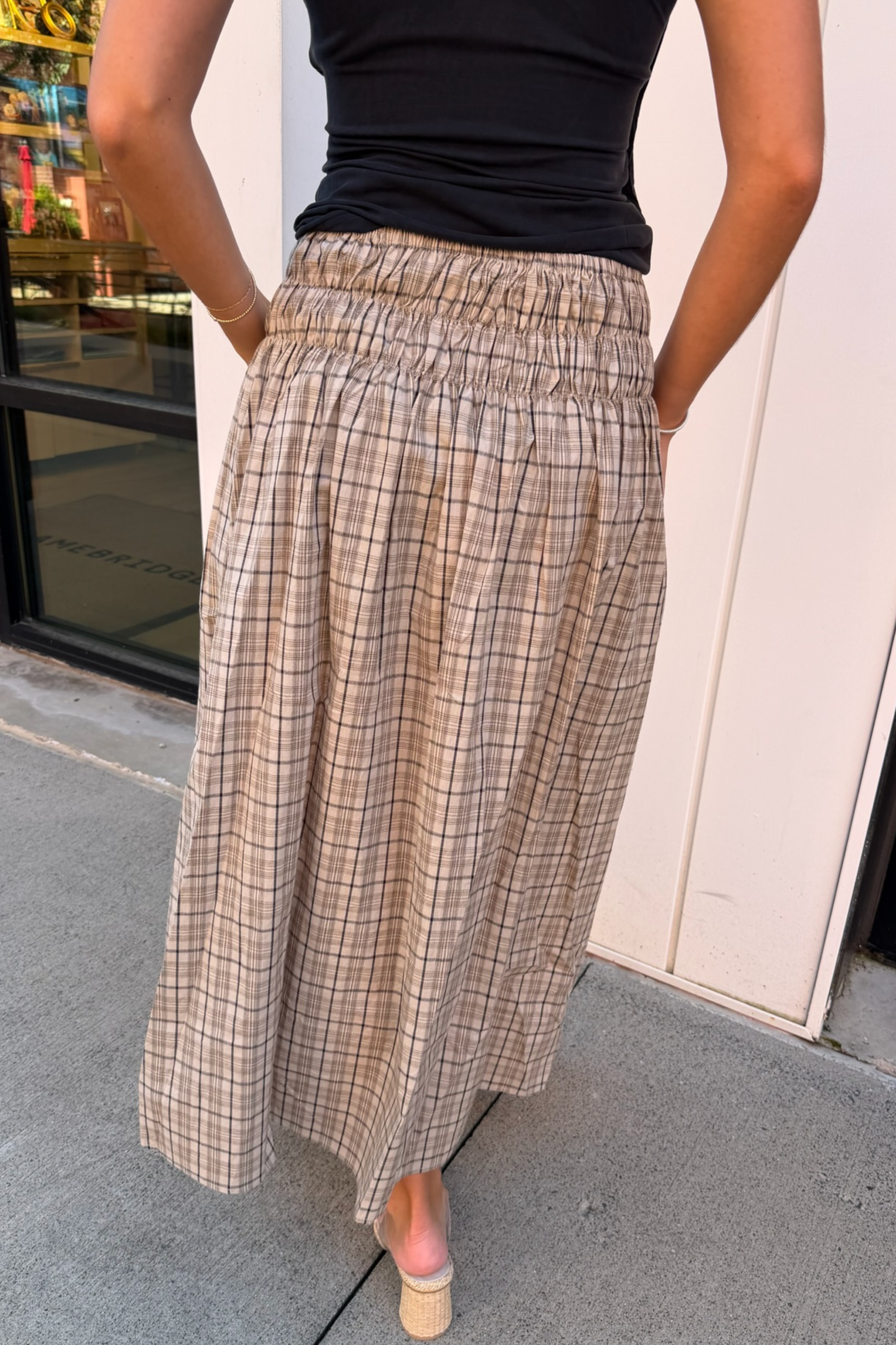 Holly Plaid Maxi Skirt - Cream