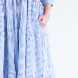 Esther 3/4 Sleeve Maxi Dress - Mini Stripe Cornflower