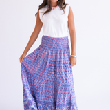 Britt Fall Smocked Maxi Skirt - Purple Mix