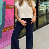 Ava Patch Pocket Wide Pant - Navy