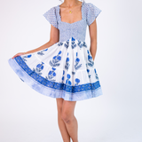 Abby Sweetheart Mini Dress - Poppy Cornflower