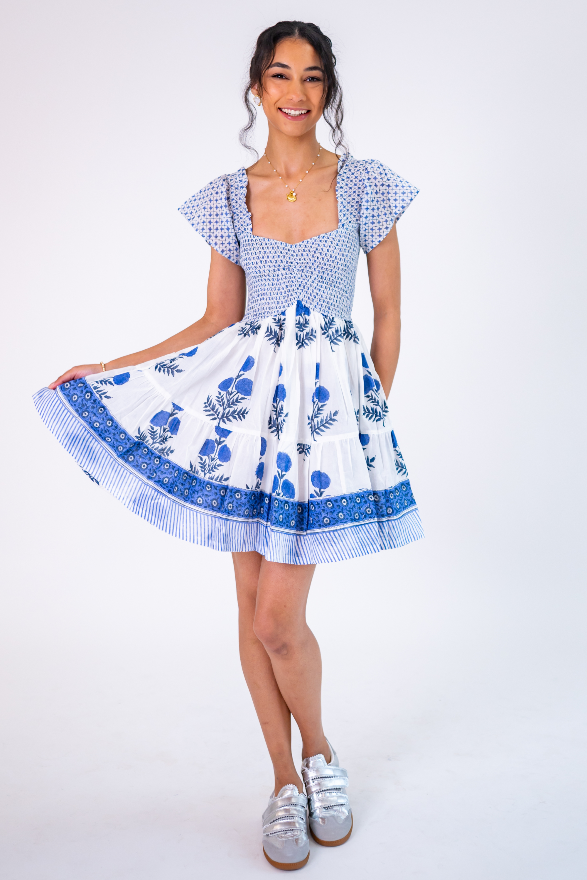 Abby Sweetheart Mini Dress - Poppy Cornflower