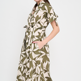 Emerald Canopy Midi Shirt Dress - Olive