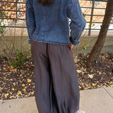 Usha Silky Wide Leg Pants Chocolate - Brown