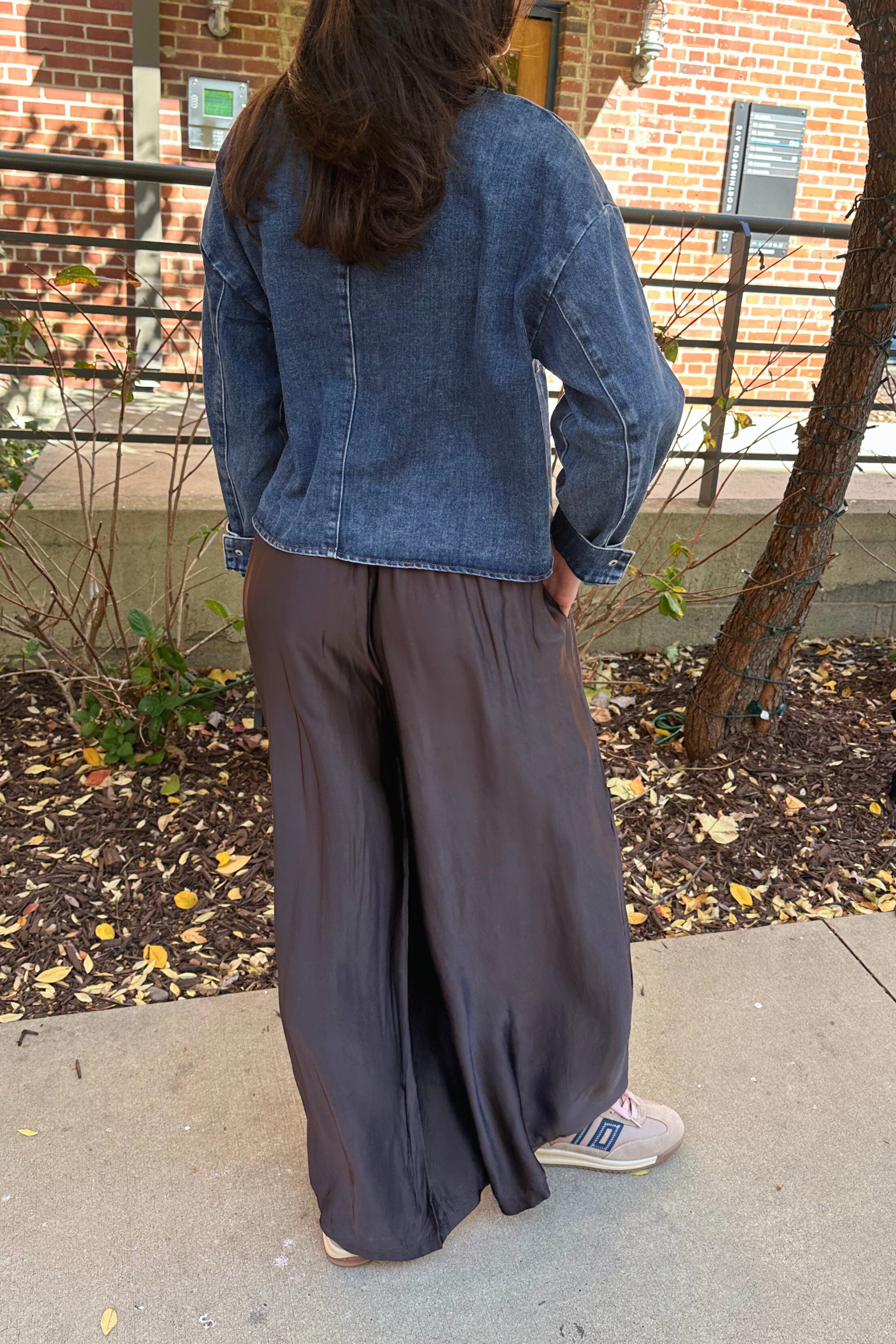 Usha Silky Wide Leg Pants Chocolate - Brown