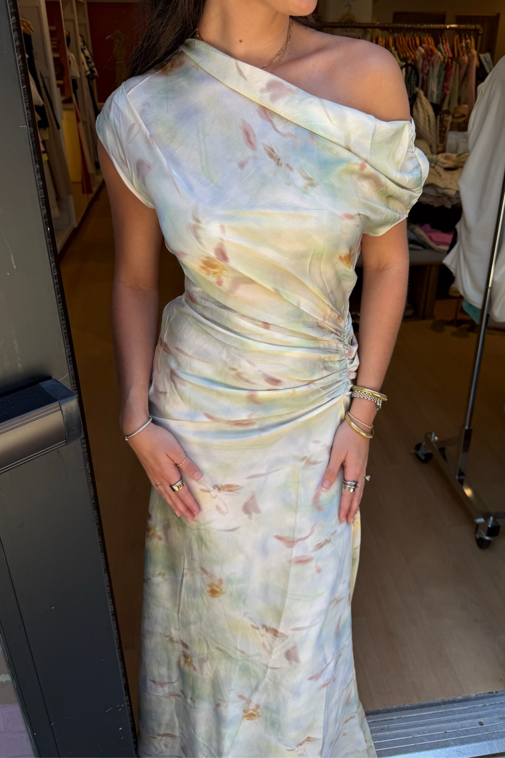Arta Off-The-Shoulder Maxi Dress - Mint