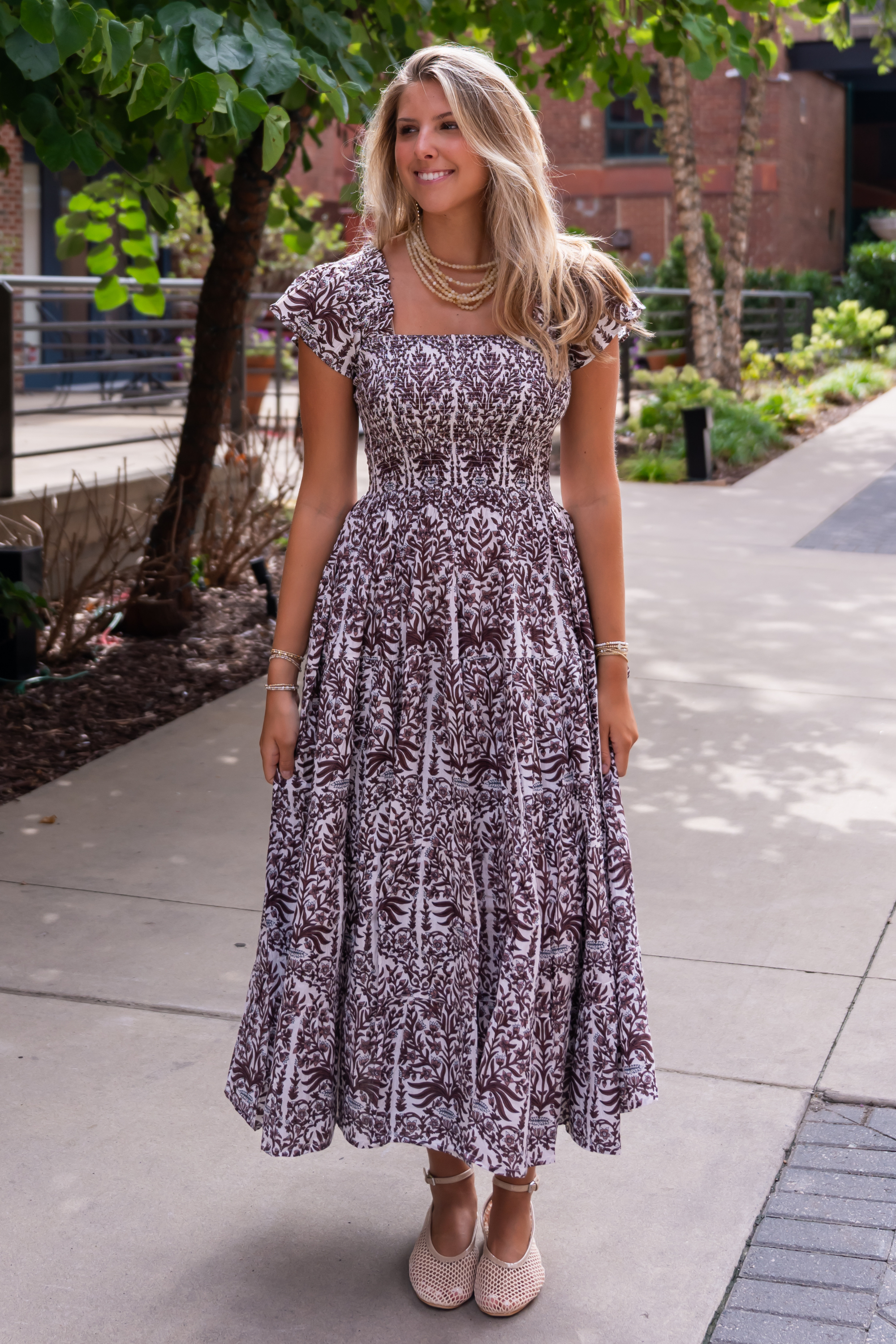 Lil Smocked Maxi Dress - Blossom Chocolate - 5