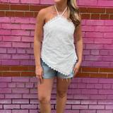 Halter Ric Rac Top - Off White