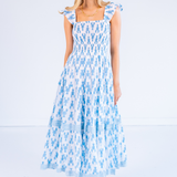 Charlie Flutter Sleeve Maxi Dress - Lobsters Carolina Blue