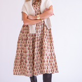 Lou Short Sleeve Flutter Midi Dress - Pansy Butter Pink