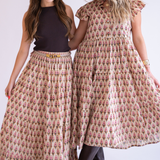 Lou Short Sleeve Flutter Midi Dress - Pansy Butter Pink